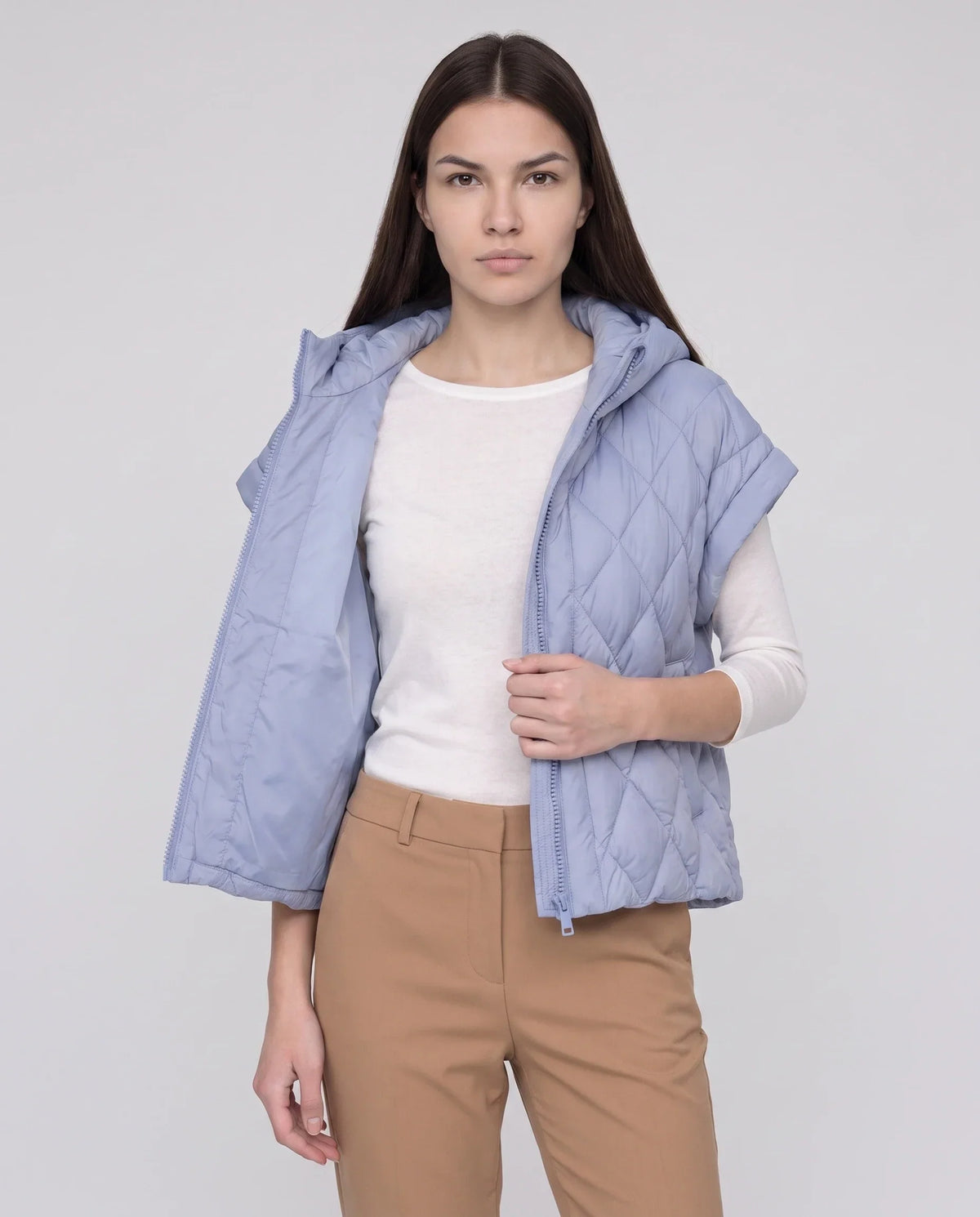 Short Quilted Hooded Puffer Gilet