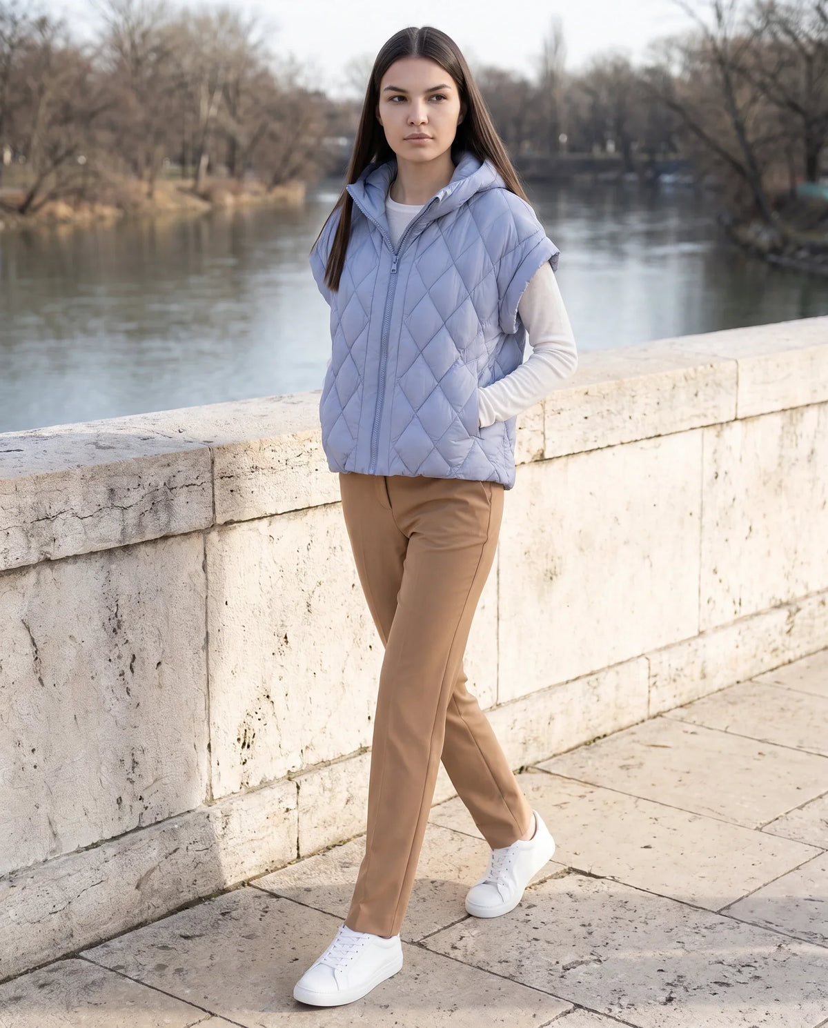 Short Quilted Hooded Puffer Gilet