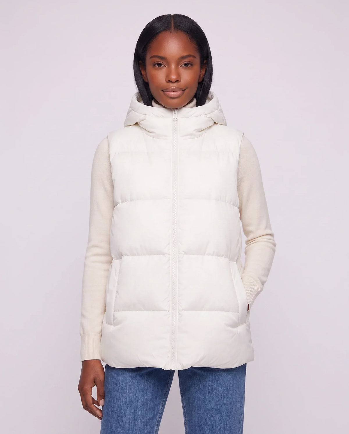 Thick Quilted Hooded Puffer Gilet with Zip