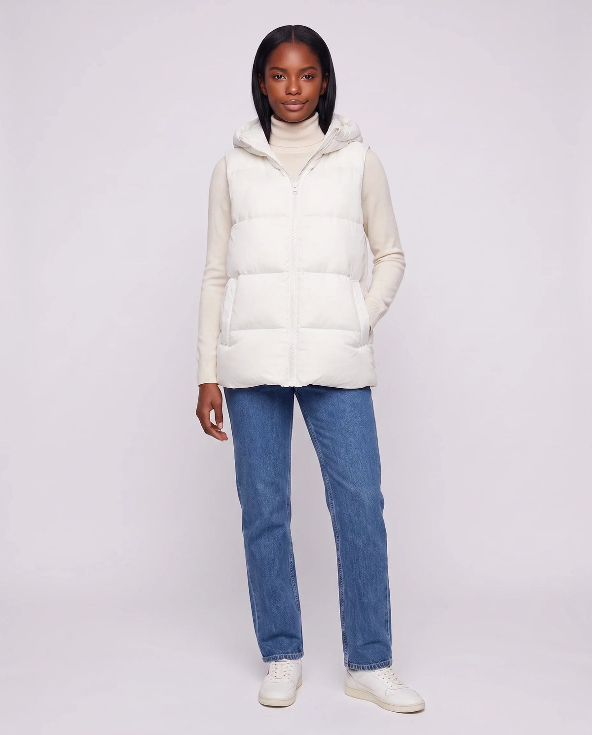 Thick Quilted Hooded Puffer Gilet with Zip