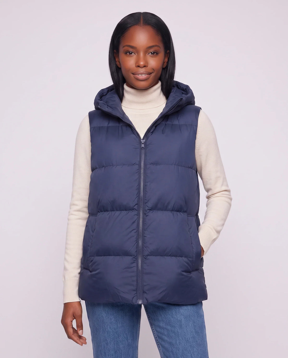 Thick Quilted Hooded Puffer Gilet with Zip