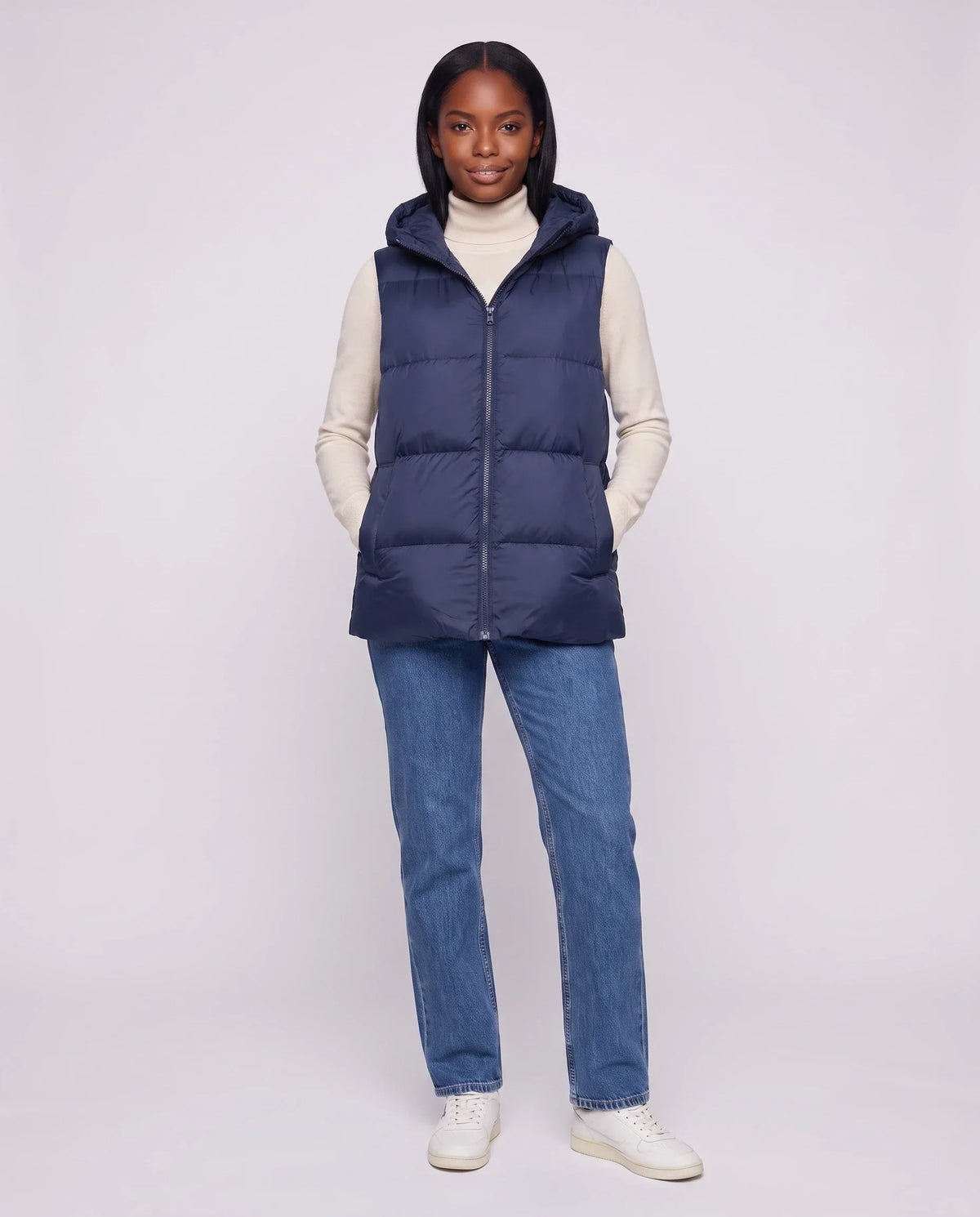 Thick Quilted Hooded Puffer Gilet with Zip