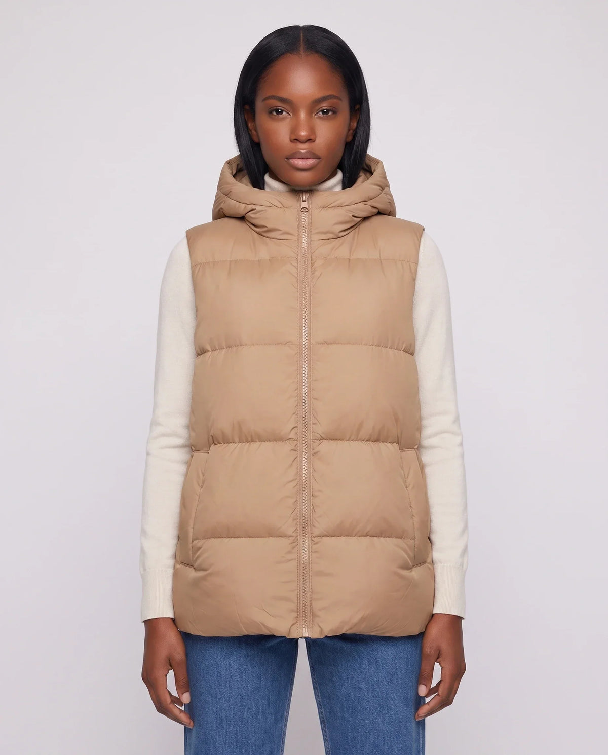 Thick Quilted Hooded Puffer Gilet with Zip