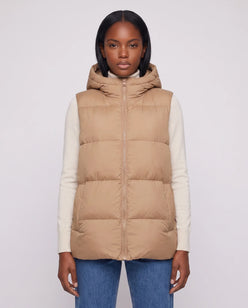 Thick Quilted Hooded Puffer Gilet with Zip