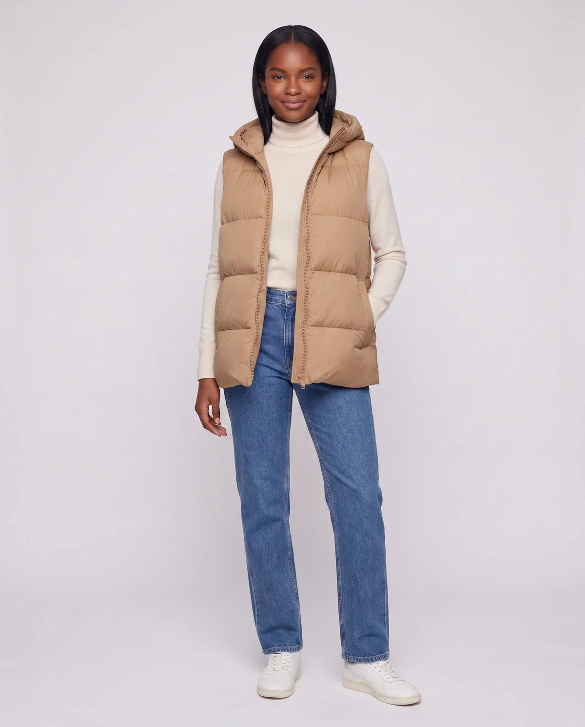 Thick Quilted Hooded Puffer Gilet with Zip
