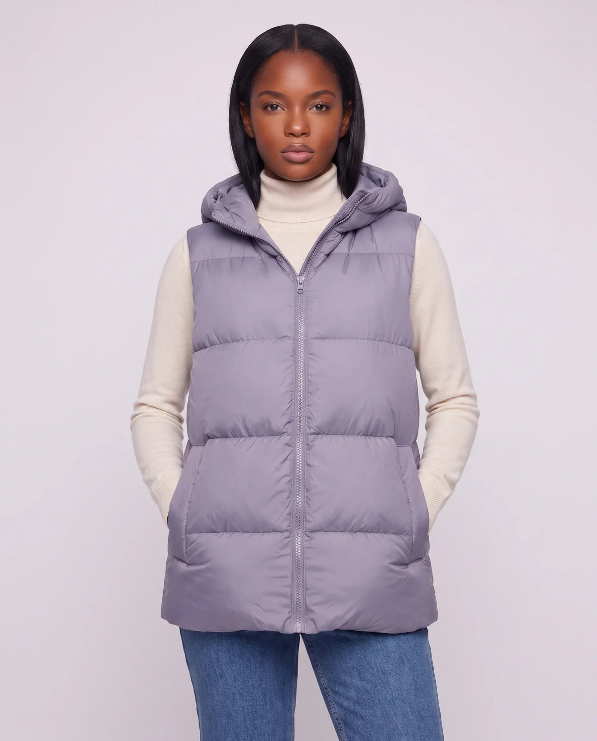 Thick Quilted Hooded Puffer Gilet with Zip