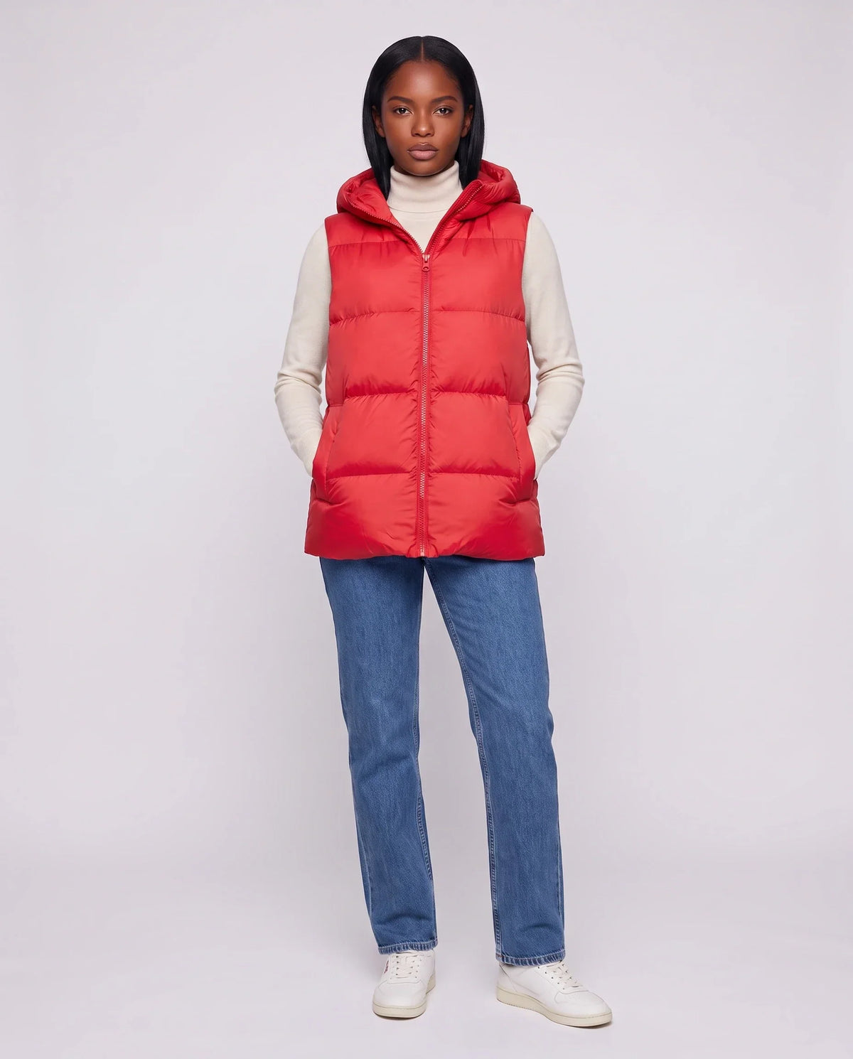 Thick Quilted Hooded Puffer Gilet with Zip