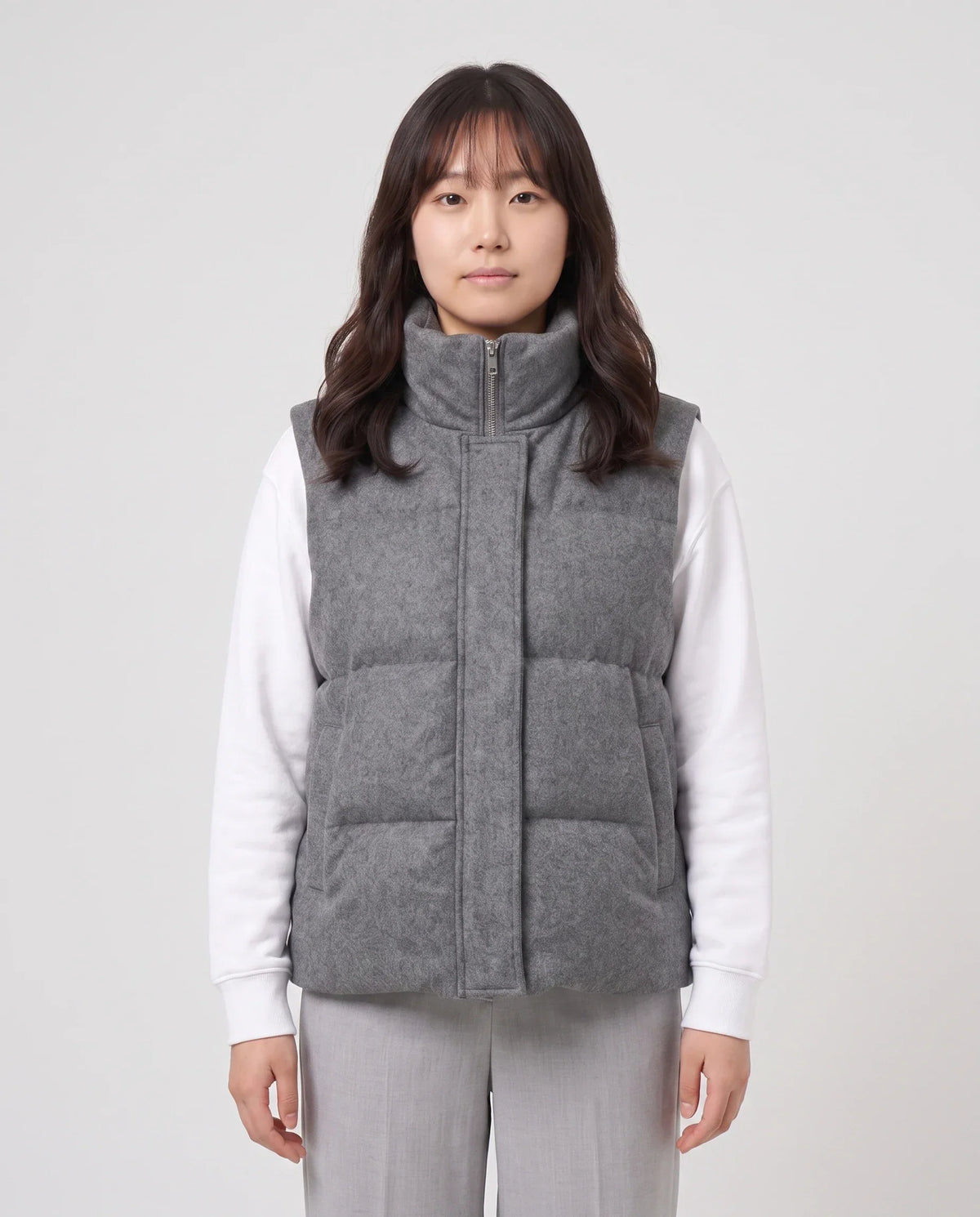 Marl Wool-Look Quilted Puffer Gilet