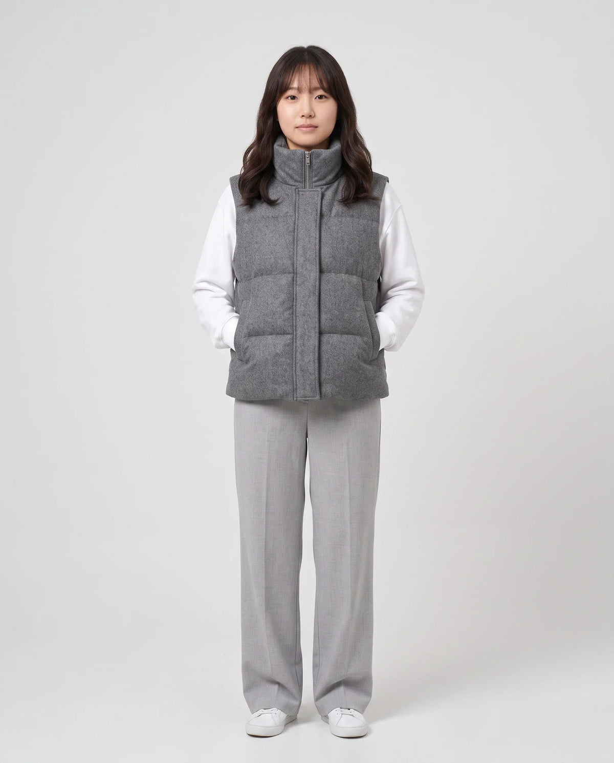 Marl Wool-Look Quilted Puffer Gilet