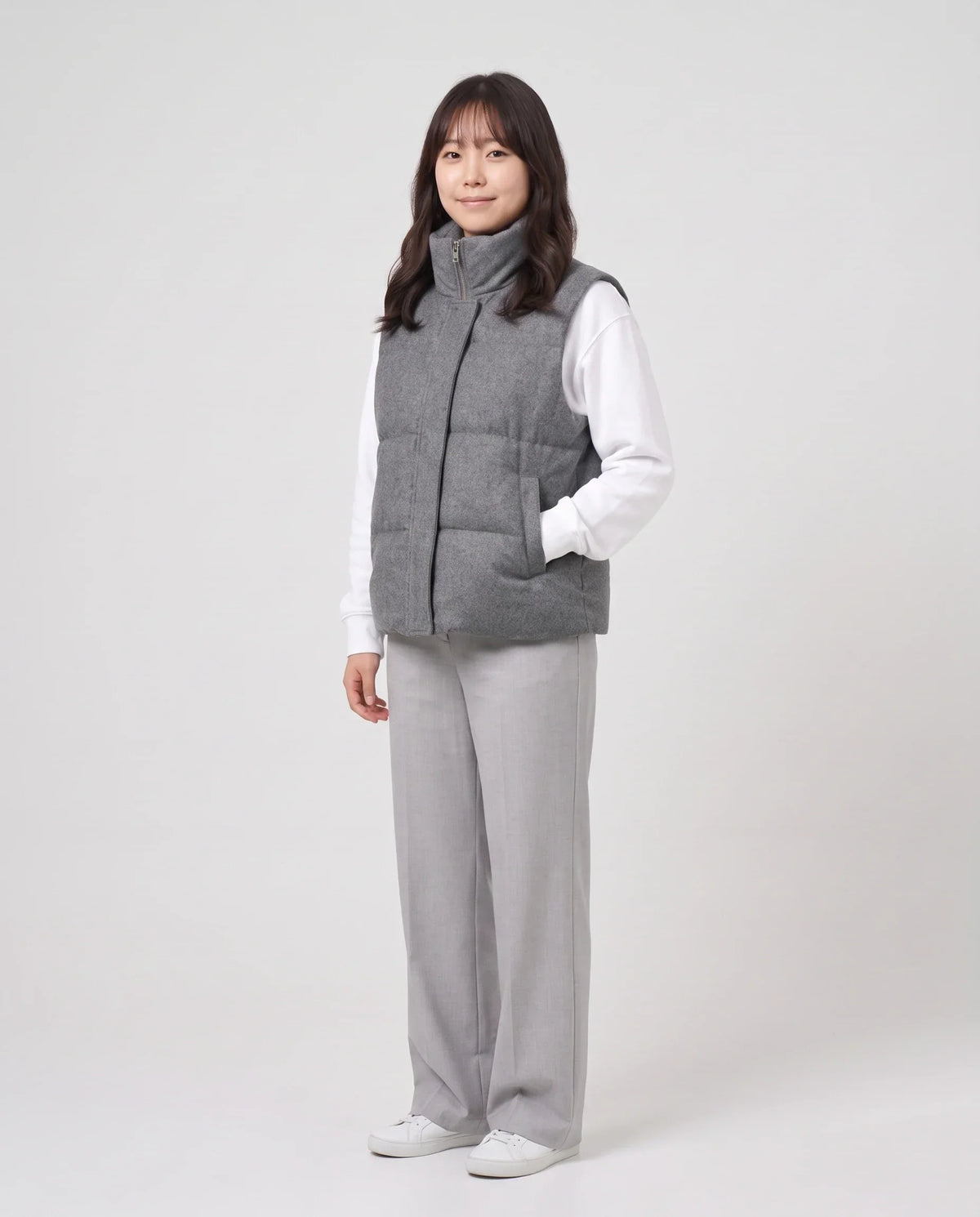 Marl Wool-Look Quilted Puffer Gilet