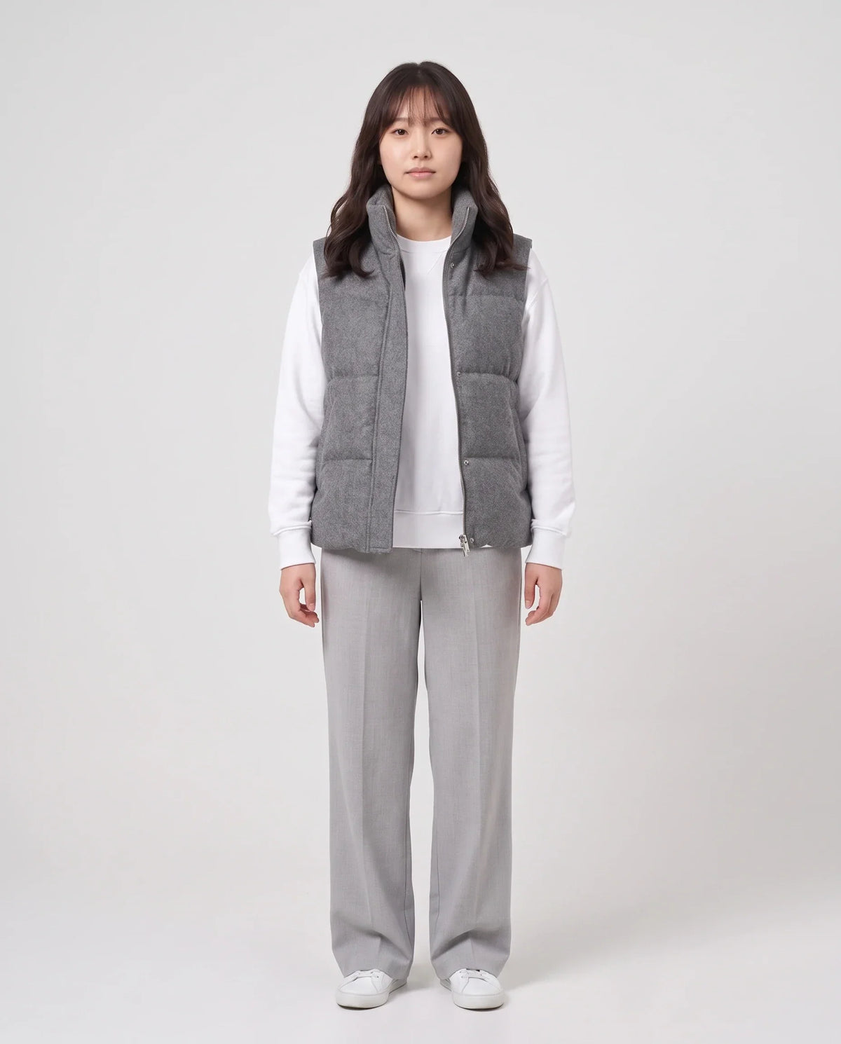 Marl Wool-Look Quilted Puffer Gilet