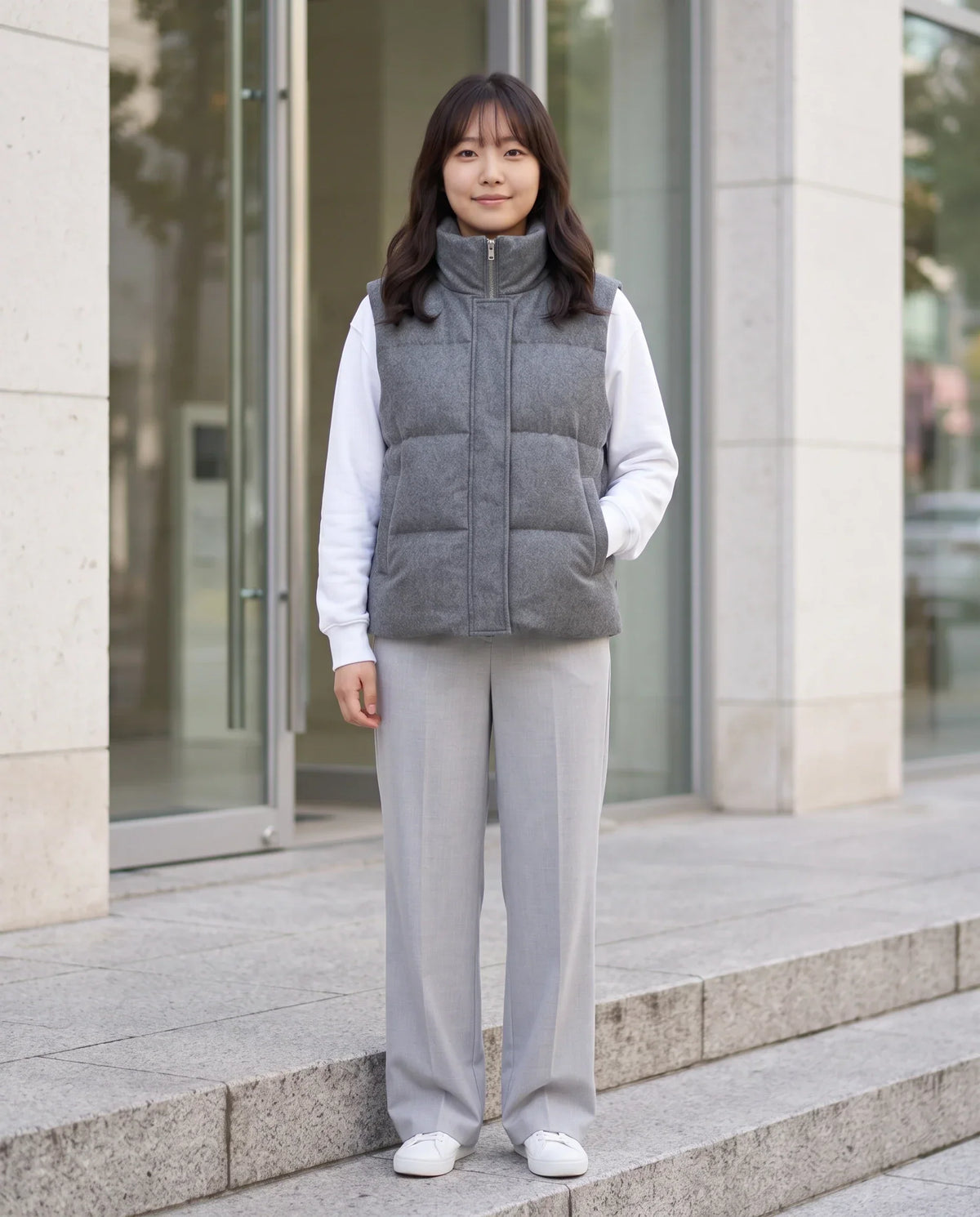 Marl Wool-Look Quilted Puffer Gilet