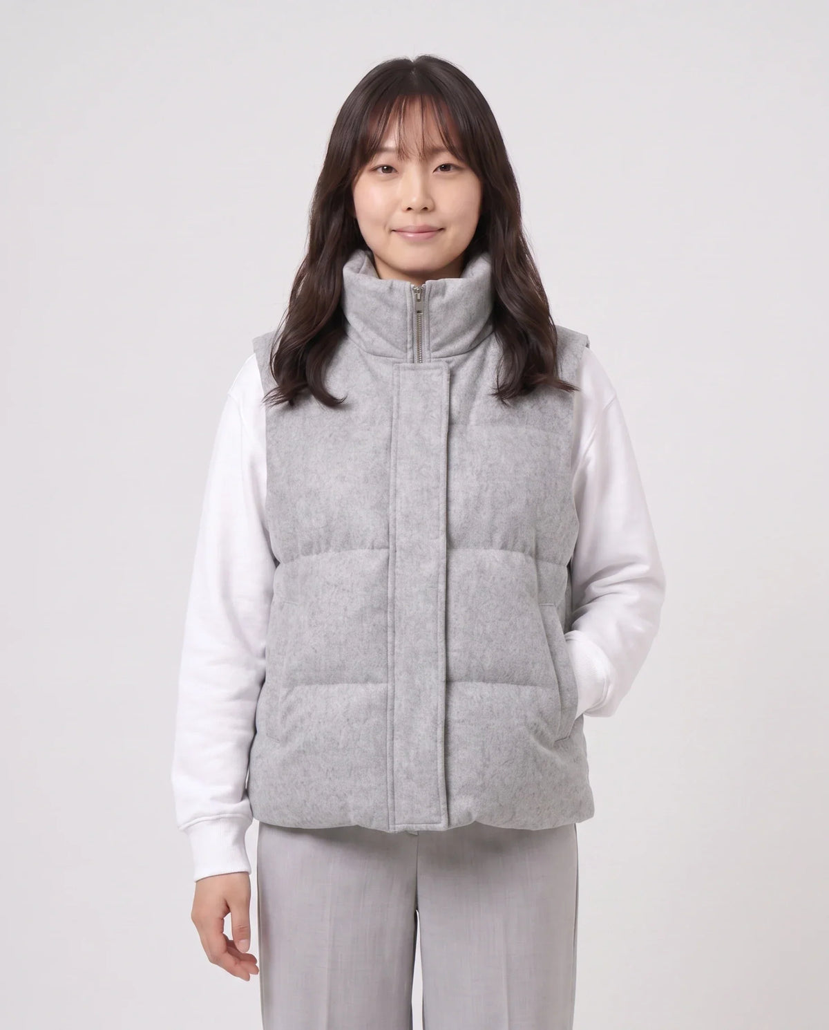 Marl Wool-Look Quilted Puffer Gilet