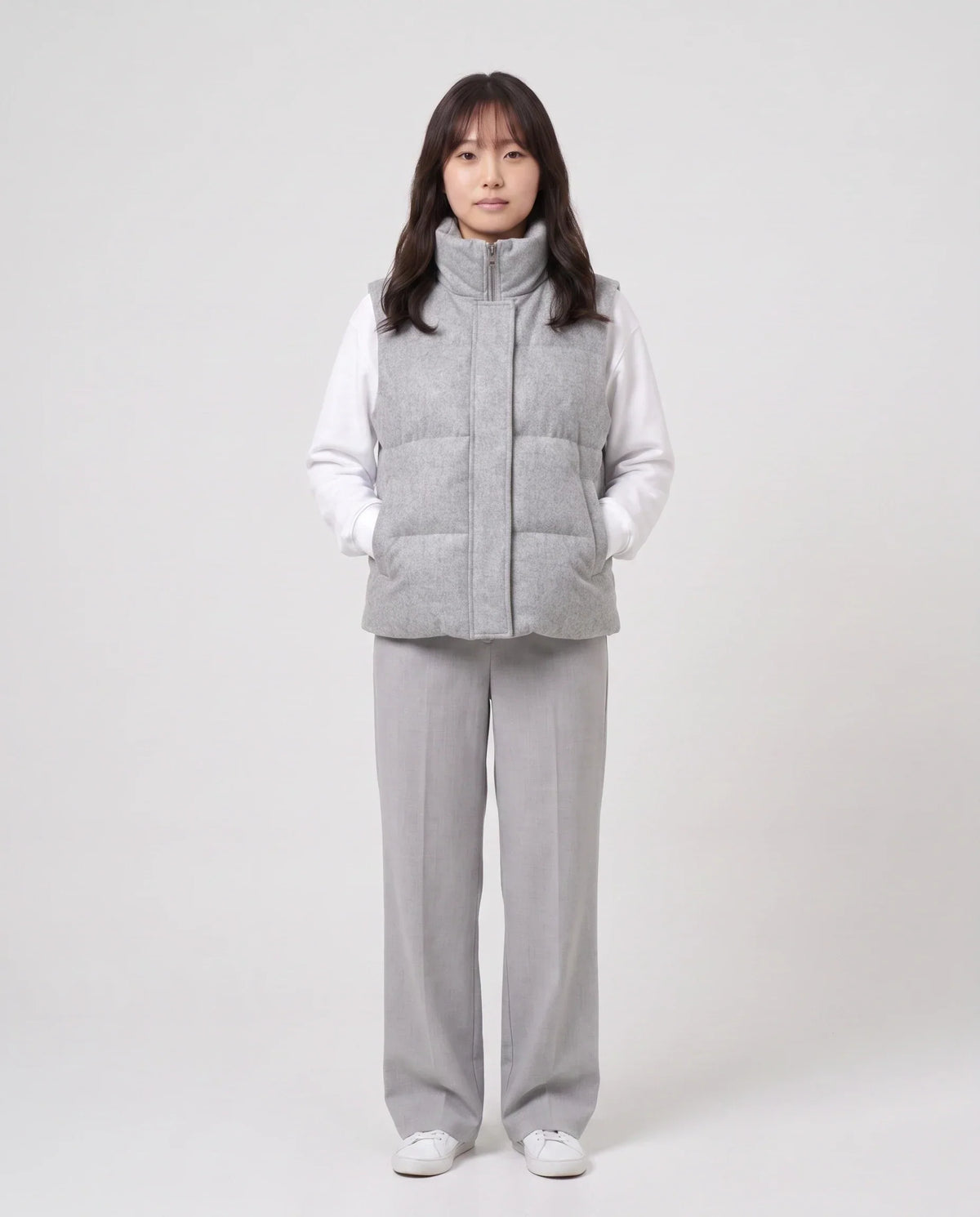 Marl Wool-Look Quilted Puffer Gilet