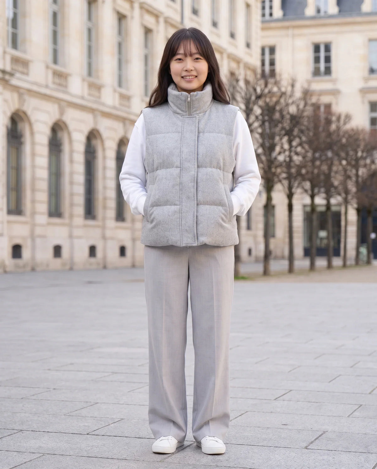 Marl Wool-Look Quilted Puffer Gilet