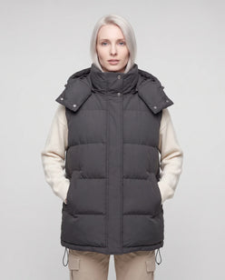 Oversized Puffer Gilet with Detachable Hood