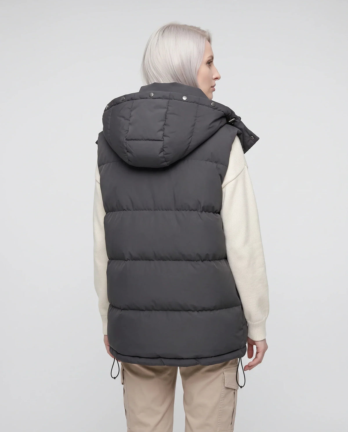 Oversized Puffer Gilet with Detachable Hood