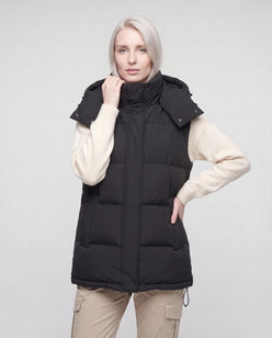 Oversized Puffer Gilet with Detachable Hood