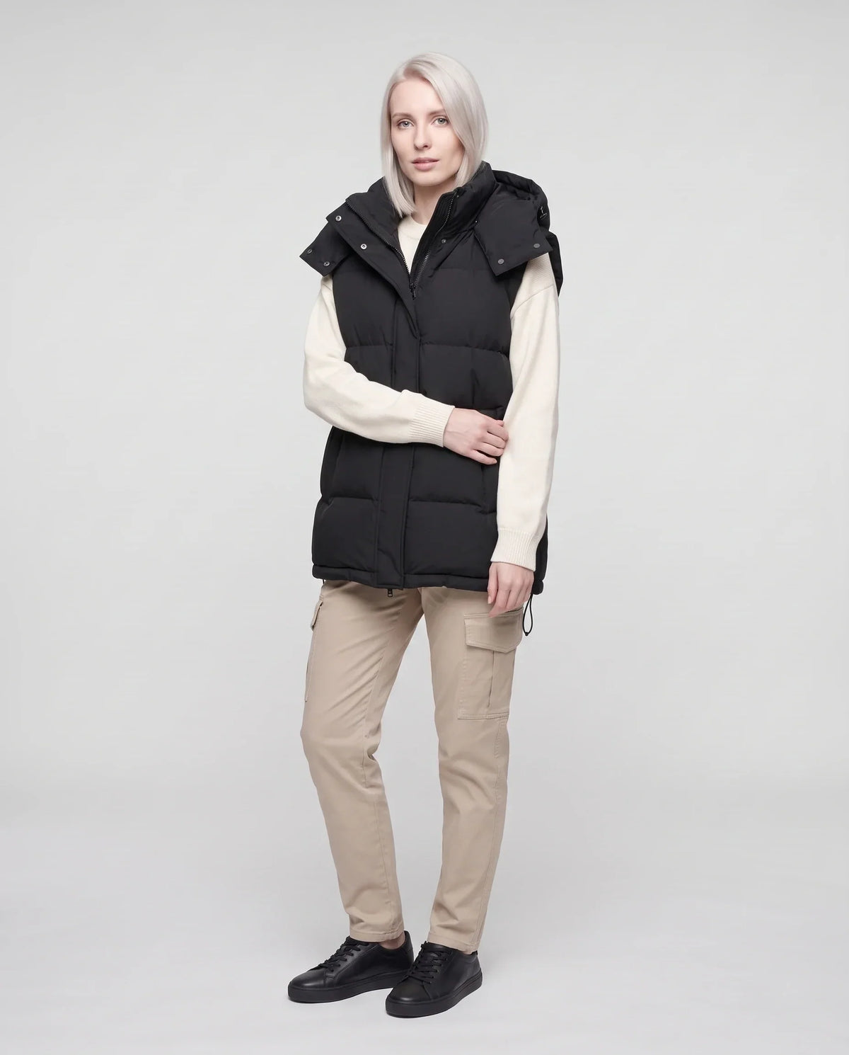 Oversized Puffer Gilet with Detachable Hood