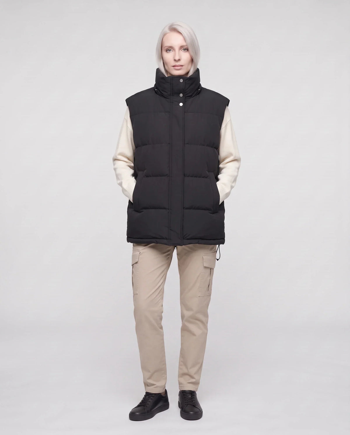 Oversized Puffer Gilet with Detachable Hood