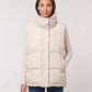 Oversized Quilted Puffer Gilet with High Funnel Collar