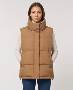 Oversized Quilted Puffer Gilet with High Funnel Collar