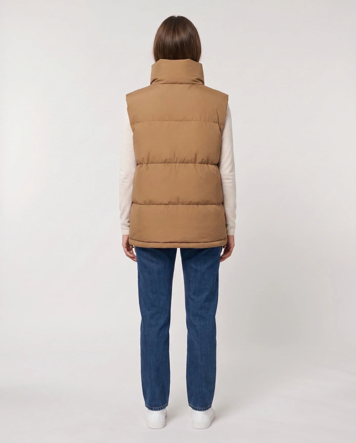 Oversized Quilted Puffer Gilet with High Funnel Collar