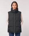 Oversized Quilted Puffer Gilet with High Funnel Collar