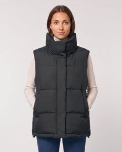 Oversized Quilted Puffer Gilet with High Funnel Collar