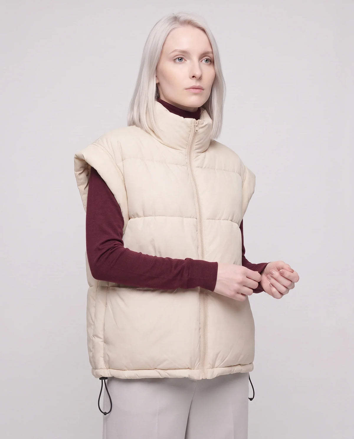 Short Quilted Puffer Gilet with Patch Pockets