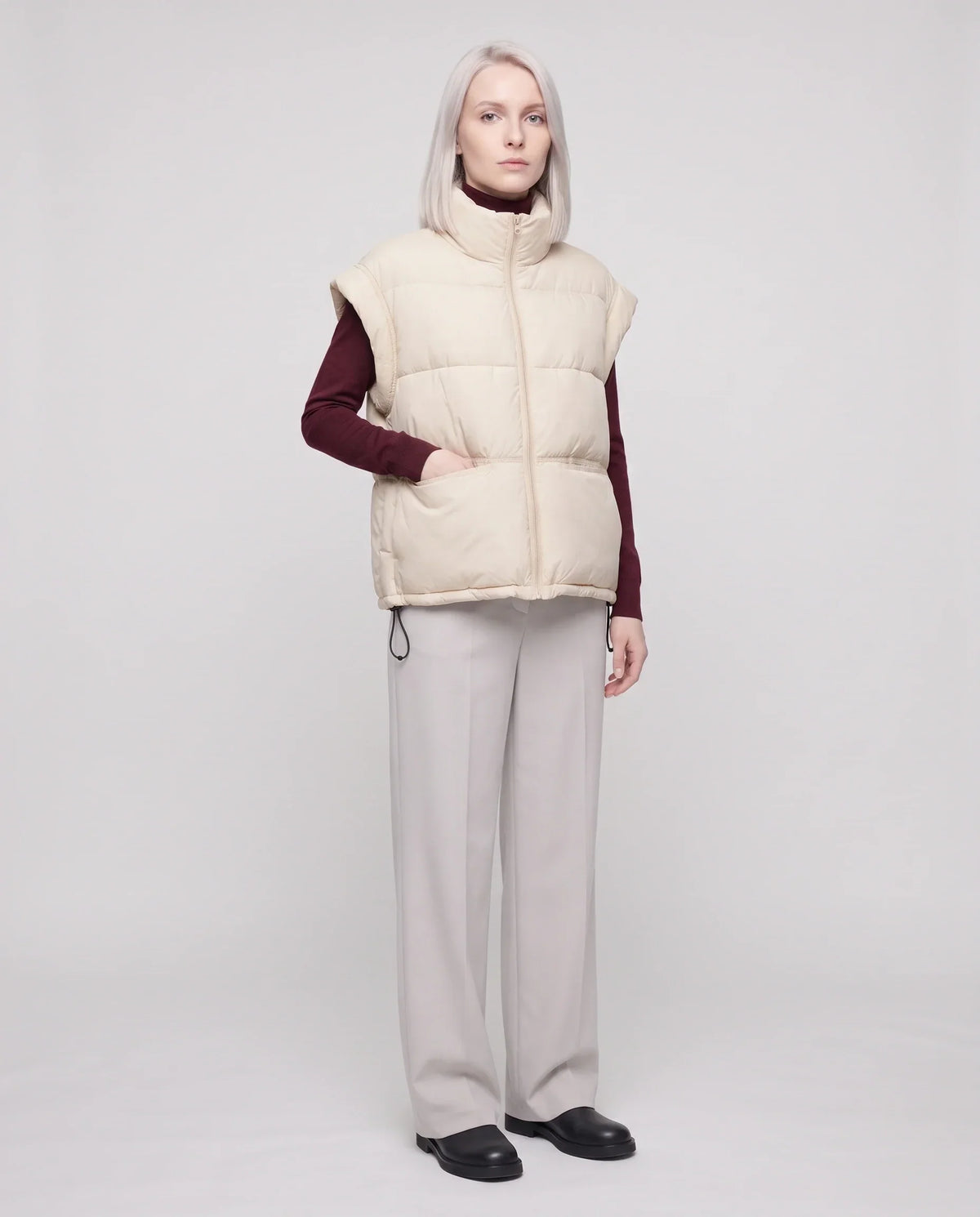 Short Quilted Puffer Gilet with Patch Pockets