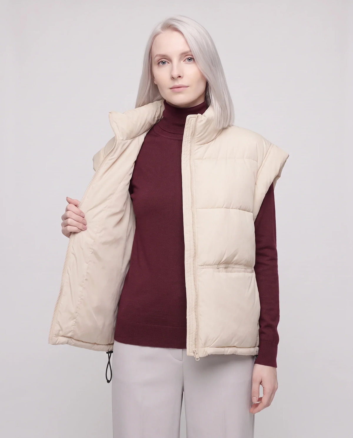 Short Quilted Puffer Gilet with Patch Pockets