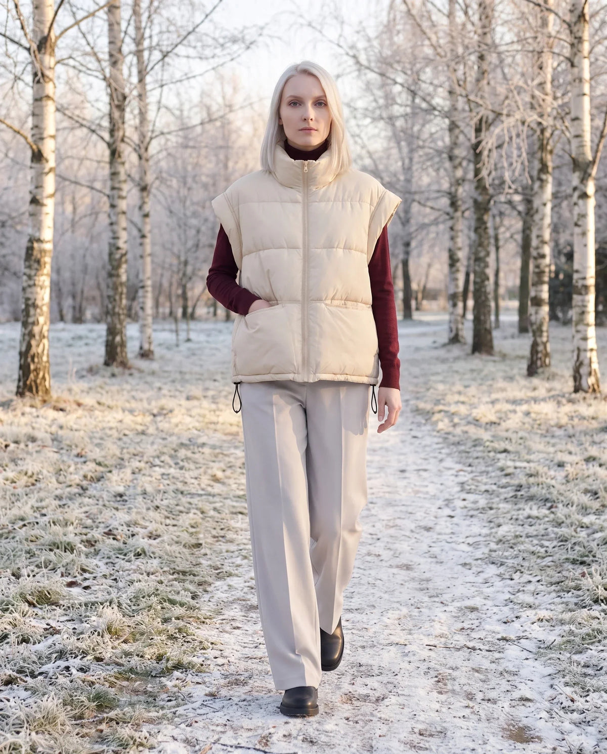 Short Quilted Puffer Gilet with Patch Pockets