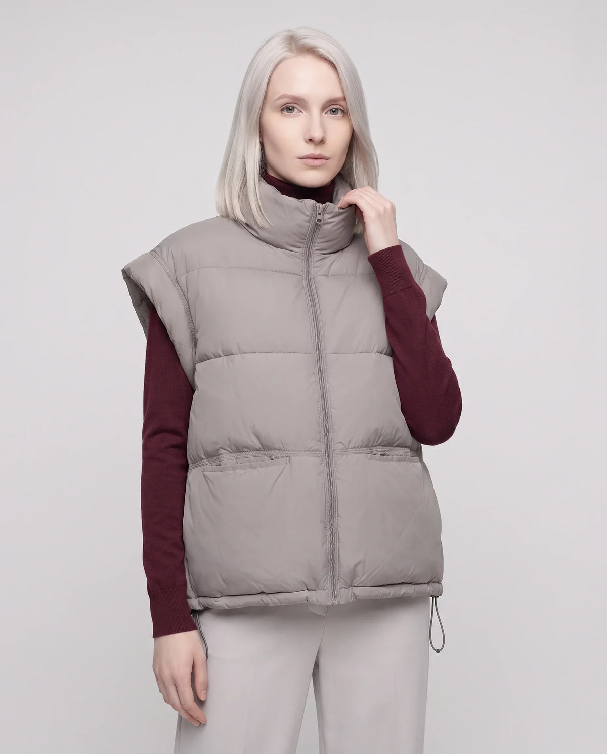 Short Quilted Puffer Gilet with Patch Pockets