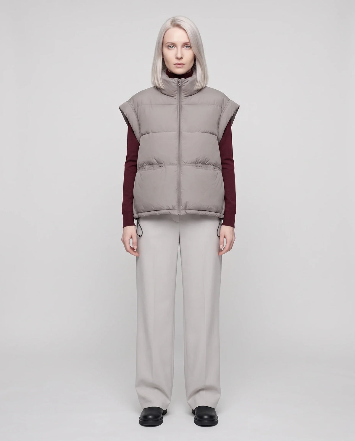 Short Quilted Puffer Gilet with Patch Pockets
