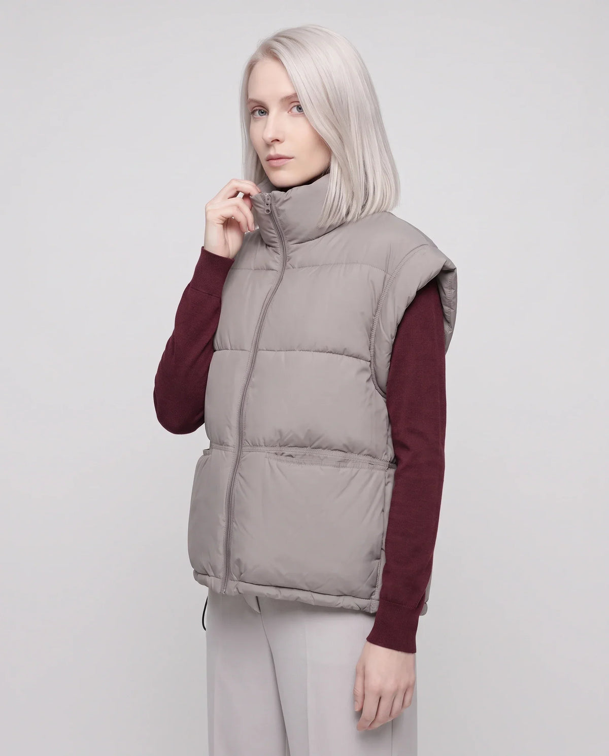 Short Quilted Puffer Gilet with Patch Pockets