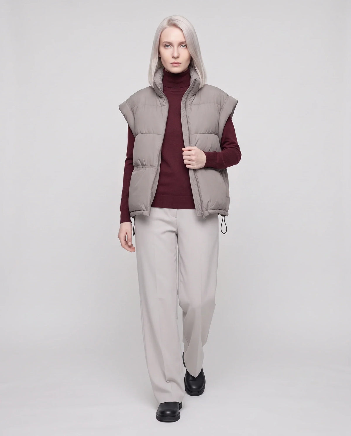 Short Quilted Puffer Gilet with Patch Pockets