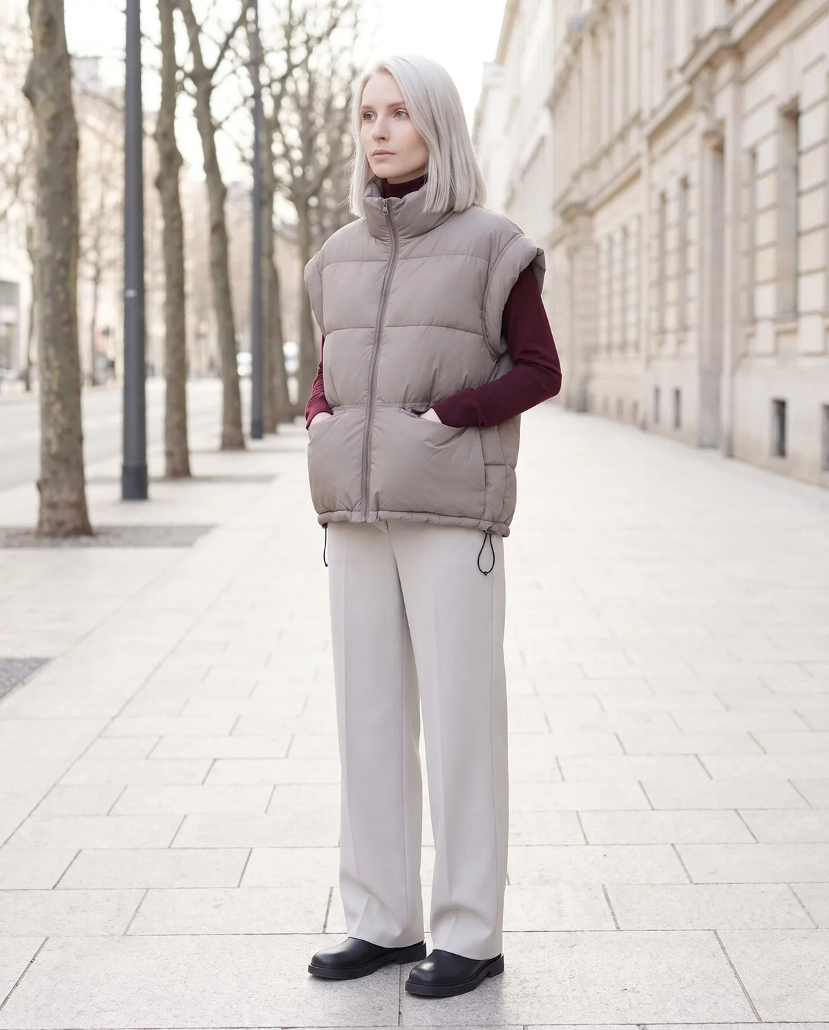 Short Quilted Puffer Gilet with Patch Pockets