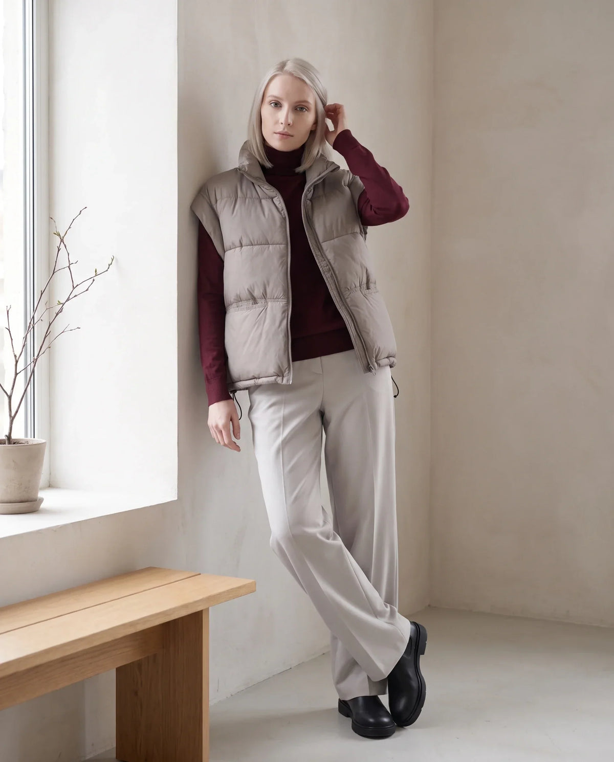 Short Quilted Puffer Gilet with Patch Pockets