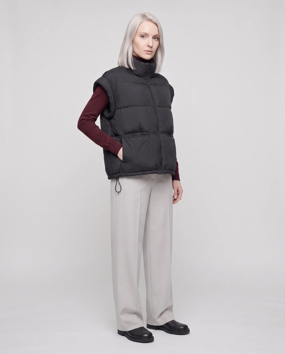 Short Quilted Puffer Gilet with Patch Pockets