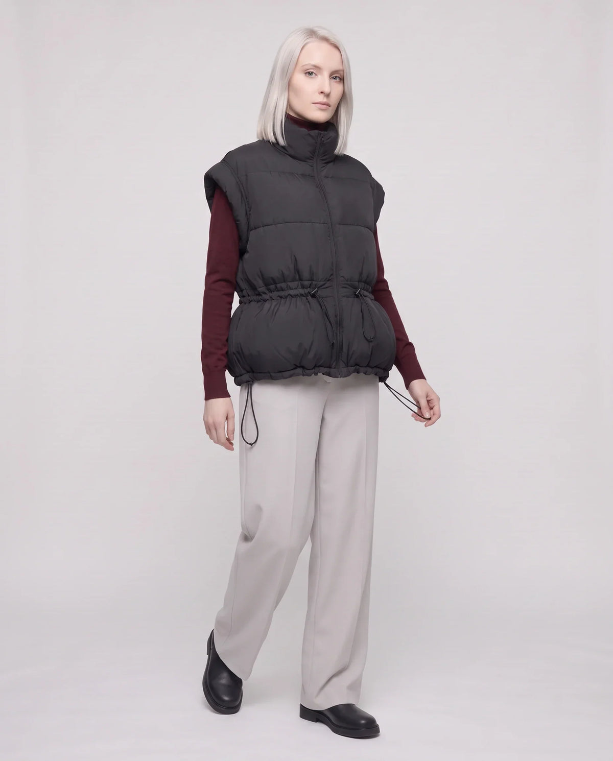 Short Quilted Puffer Gilet with Patch Pockets