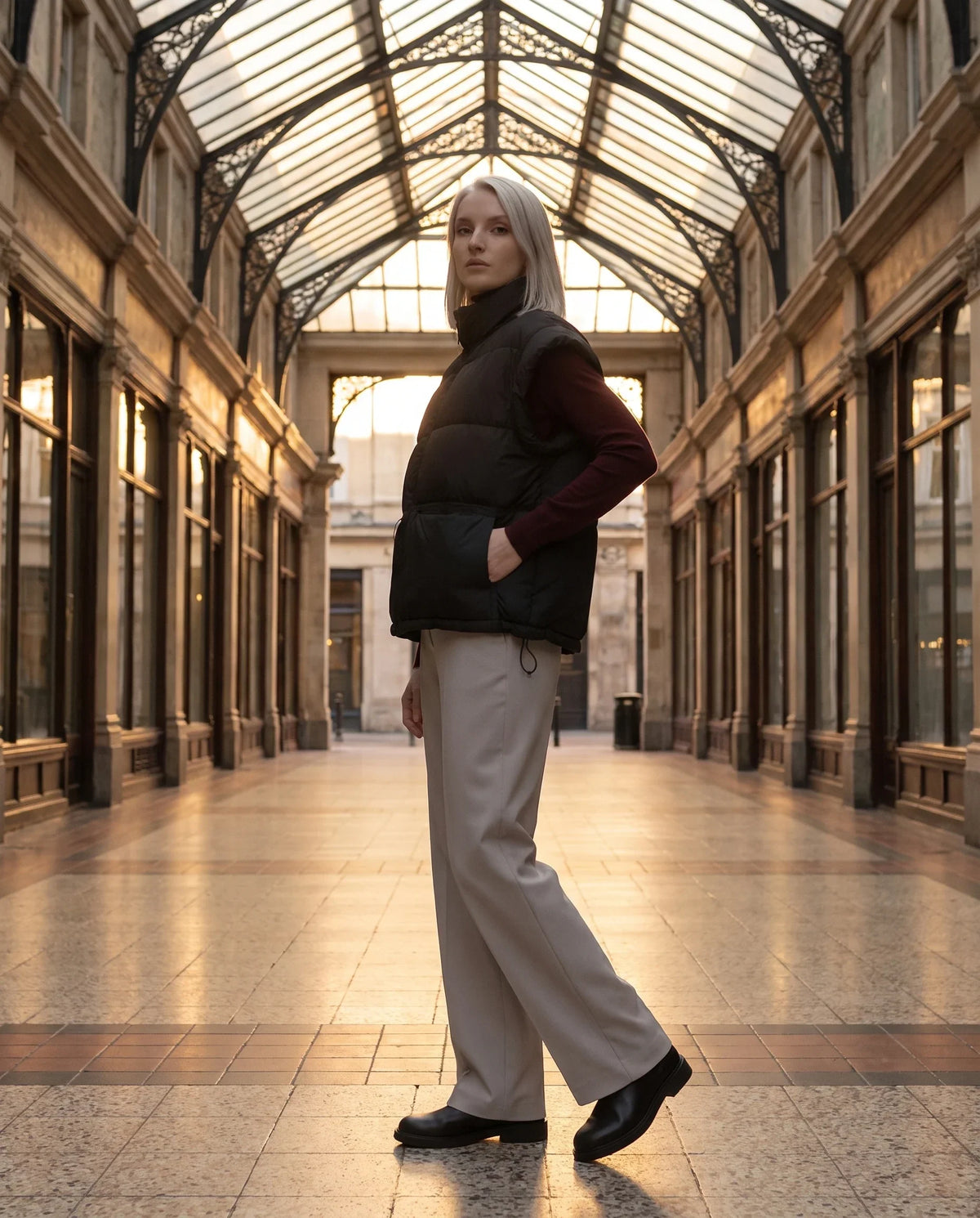 Short Quilted Puffer Gilet with Patch Pockets