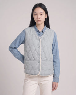 Sherpa-Lined Quilted Gilet with V-Neck