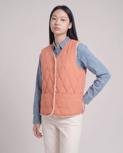 Sherpa-Lined Quilted Gilet with V-Neck