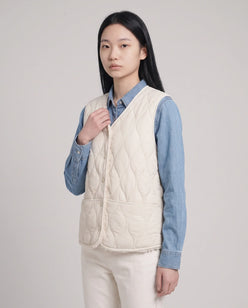 Sherpa-Lined Quilted Gilet with V-Neck