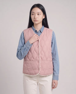 Sherpa-Lined Quilted Gilet with V-Neck