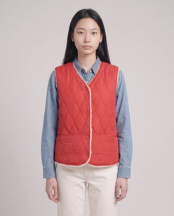 Sherpa-Lined Quilted Gilet with V-Neck