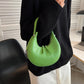 Crescent Bag Faux Leather with Zip and Silver-Tone Hardware
