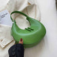 Crescent Bag Faux Leather with Zip and Silver-Tone Hardware