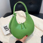 Crescent Bag Faux Leather with Zip and Silver-Tone Hardware